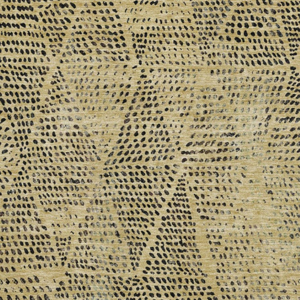 HomeRoots 10' X 14' Washable Gold & Charcoal Diamond Area Rug with UV Protection for High-Traffic Spaces 650572