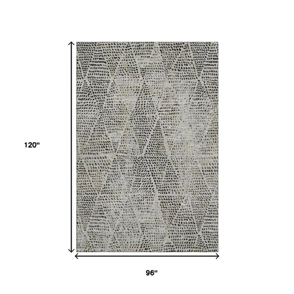 HomeRoots 8' X 10' Gray and Black Diamond Area Rug – Washable, UV Protected, Stain Resistant for Busy Homes 650576