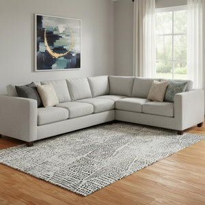 HomeRoots 8' X 10' Gray and Black Diamond Area Rug – Washable, UV Protected, Stain Resistant for Busy Homes 650576