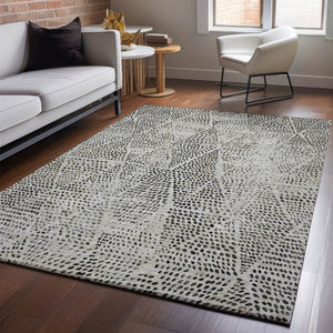HomeRoots 8' X 10' Gray and Black Diamond Area Rug – Washable, UV Protected, Stain Resistant for Busy Homes 650576