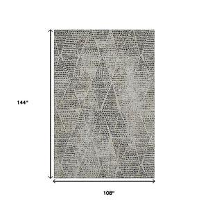 HomeRoots 9' X 12' Stylish Gray and Black Diamond Washable Area Rug with UV Protection for Modern Spaces 650577