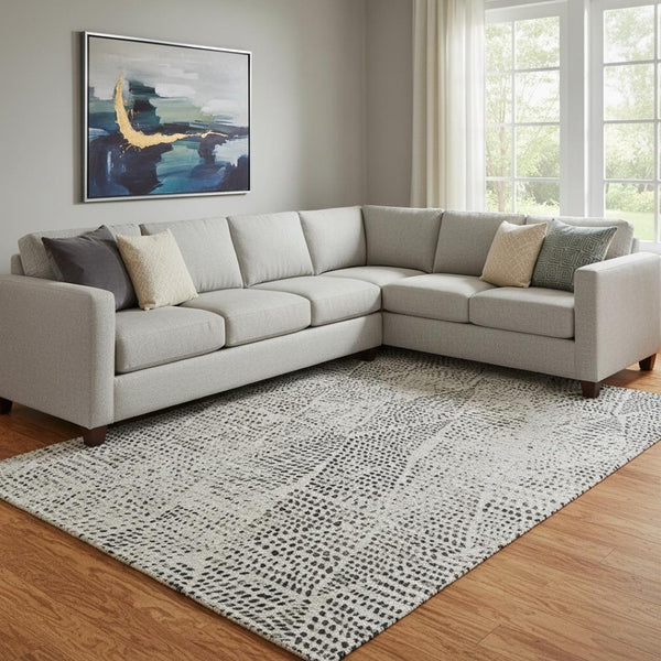 HomeRoots 9' X 12' Stylish Gray and Black Diamond Washable Area Rug with UV Protection for Modern Spaces 650577