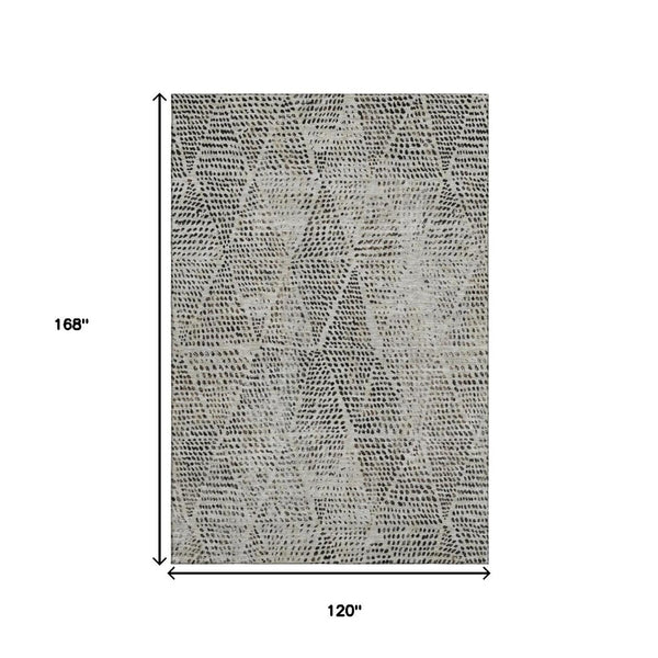 HomeRoots 10' X 14' Gray and Black Diamond Area Rug - Washable, UV-Protected, Stain-Resistant for Busy Homes 650578