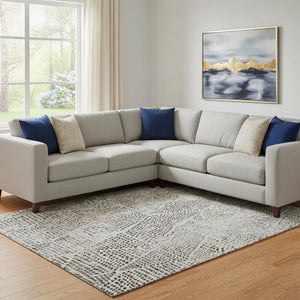 HomeRoots 10' X 14' Gray and Black Diamond Area Rug - Washable, UV-Protected, Stain-Resistant for Busy Homes 650578