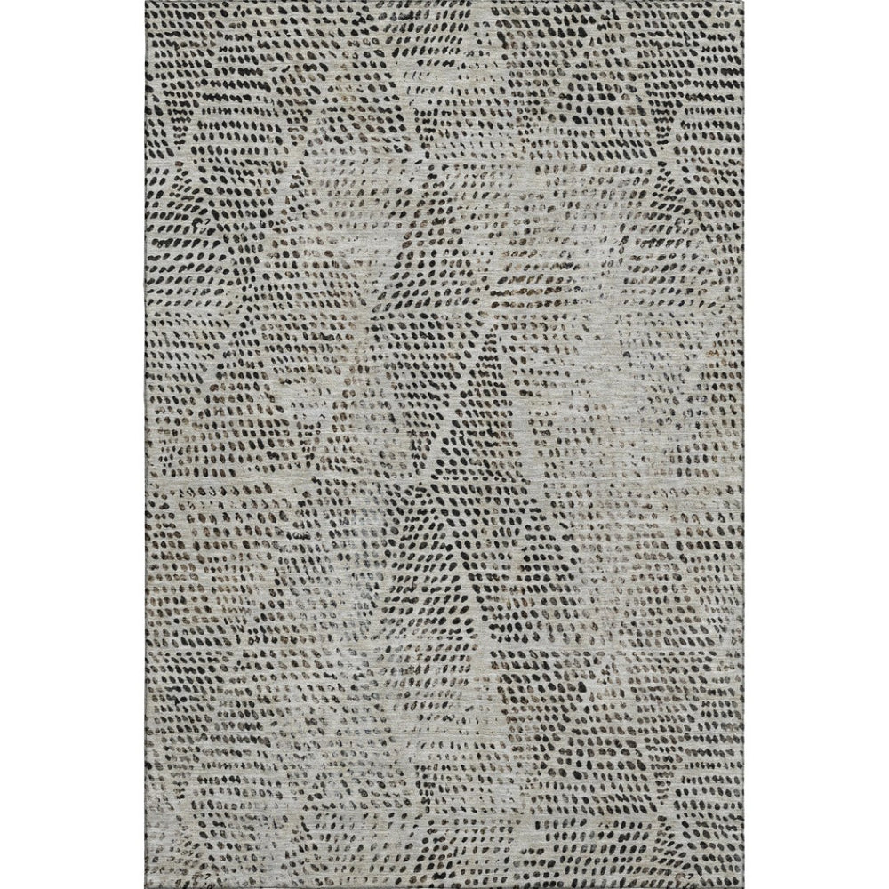 HomeRoots 10' X 14' Gray and Black Diamond Area Rug - Washable, UV-Protected, Stain-Resistant for Busy Homes 650578