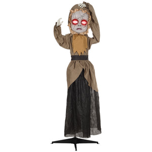English Elm Homcom Life-Size Animatronic Halloween Doll With Jump Scare Motion, Sound Effects & Light-Up Eyes W2225P229497
