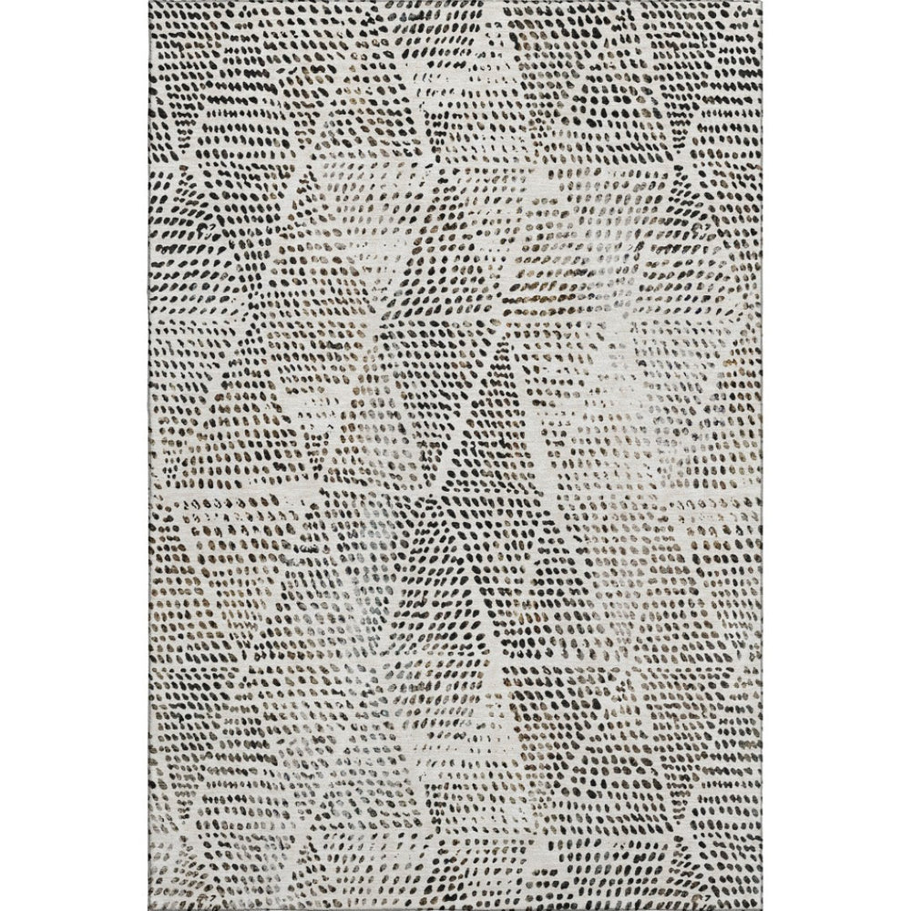 HomeRoots 5' X 8' Ivory & Charcoal Diamond Washable Area Rug – Durable, UV-Protected, Family-Friendly Style! 650580