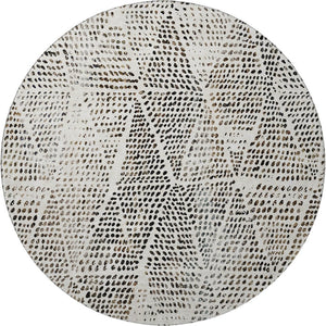HomeRoots 8' Ivory and Charcoal Diamond Round Rug - Washable, Stain Resistant, UV Protected for Modern Homes 650581