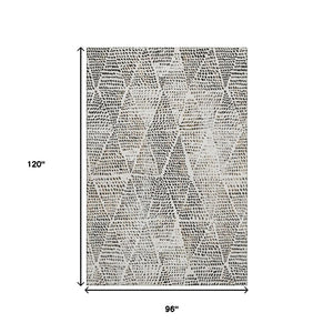 HomeRoots 8' X 10' Ivory & Charcoal Diamond Area Rug – Washable, Stain-Resistant, UV Protected for Modern Homes 650582