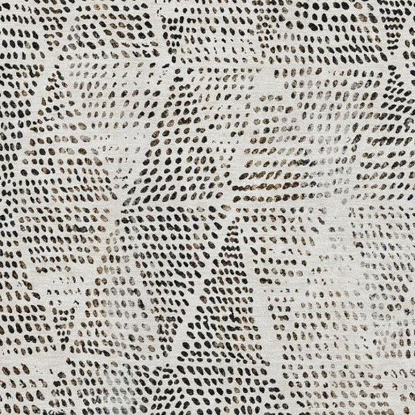 HomeRoots 9' X 12' Ivory And Charcoal Diamond Area Rug – Washable, UV Protected, Durable, Stain-Resistant Design 650583