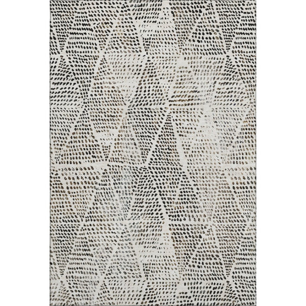 HomeRoots 9' X 12' Ivory And Charcoal Diamond Area Rug – Washable, UV Protected, Durable, Stain-Resistant Design 650583