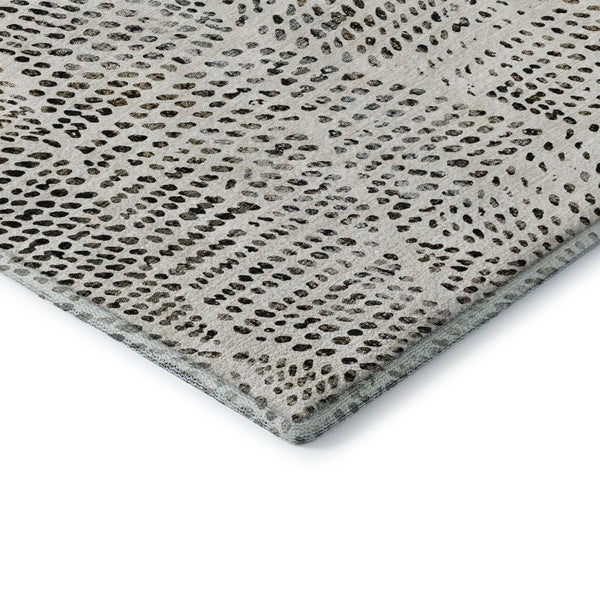 HomeRoots 9' X 12' Ivory And Charcoal Diamond Area Rug – Washable, UV Protected, Durable, Stain-Resistant Design 650583