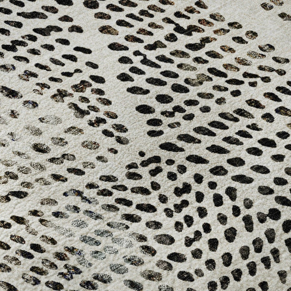 HomeRoots 10' X 14' Ivory & Charcoal Diamond Area Rug - Washable, UV-Protected, Perfect for Busy Homes! 650584