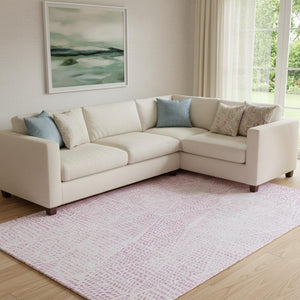 HomeRoots 8' X 10' Pink And Ivory Diamond Area Rug - Washable, Stain-Resistant, UV Protected for High-Traffic Spaces 650588