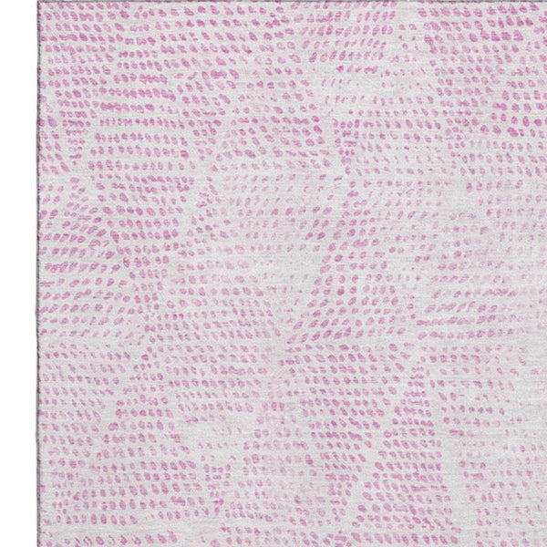HomeRoots 8' X 10' Pink And Ivory Diamond Area Rug - Washable, Stain-Resistant, UV Protected for High-Traffic Spaces 650588