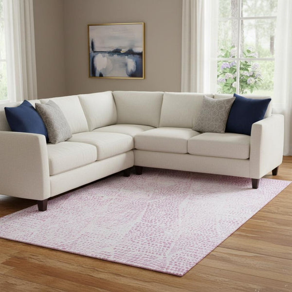 HomeRoots 9' X 12' Pink and Ivory Diamond Area Rug - Washable, UV-Protected, Stylish and Durable for Any Space 650589