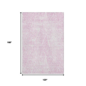 HomeRoots 10' X 14' Pink and Ivory Diamond Area Rug - Stylish, Washable, Durable with UV Protection for Homes 650590