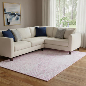 HomeRoots 10' X 14' Pink and Ivory Diamond Area Rug - Stylish, Washable, Durable with UV Protection for Homes 650590