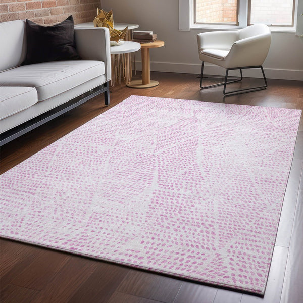 HomeRoots 10' X 14' Pink and Ivory Diamond Area Rug - Stylish, Washable, Durable with UV Protection for Homes 650590
