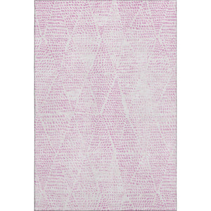 HomeRoots 10' X 14' Pink and Ivory Diamond Area Rug - Stylish, Washable, Durable with UV Protection for Homes 650590
