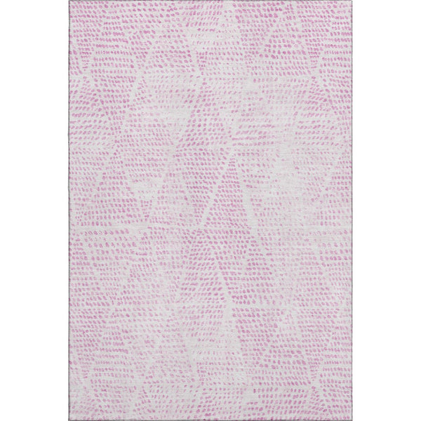 HomeRoots 10' X 14' Pink and Ivory Diamond Area Rug - Stylish, Washable, Durable with UV Protection for Homes 650590