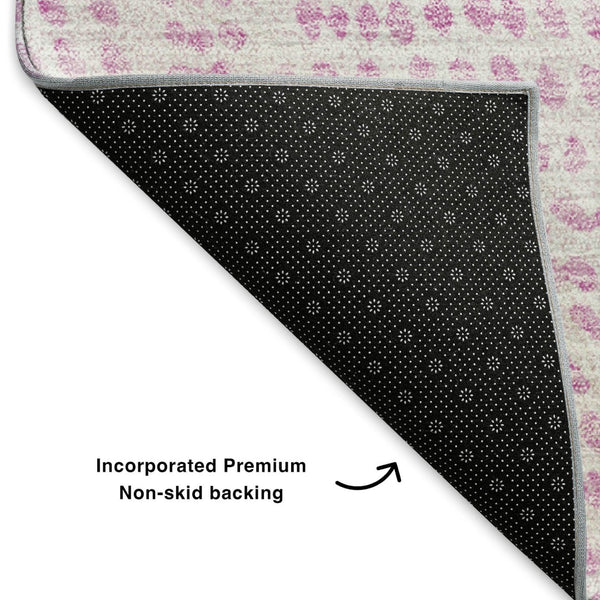 HomeRoots 10' X 14' Pink and Ivory Diamond Area Rug - Stylish, Washable, Durable with UV Protection for Homes 650590
