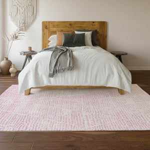 HomeRoots 10' X 14' Pink and Ivory Diamond Area Rug - Stylish, Washable, Durable with UV Protection for Homes 650590