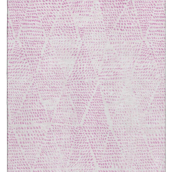 HomeRoots 10' X 14' Pink and Ivory Diamond Area Rug - Stylish, Washable, Durable with UV Protection for Homes 650590