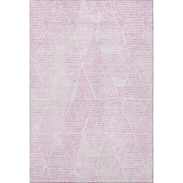 HomeRoots 10' X 14' Pink and Ivory Diamond Area Rug - Stylish, Washable, Durable with UV Protection for Homes 650590