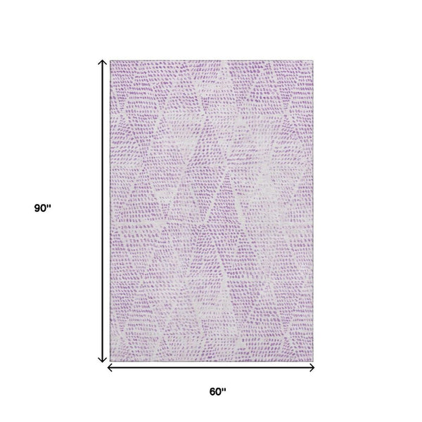 HomeRoots 5' X 8' Stylish Purple and Ivory Diamond Area Rug - Washable, UV Protected, Perfect for Busy Homes! 650592