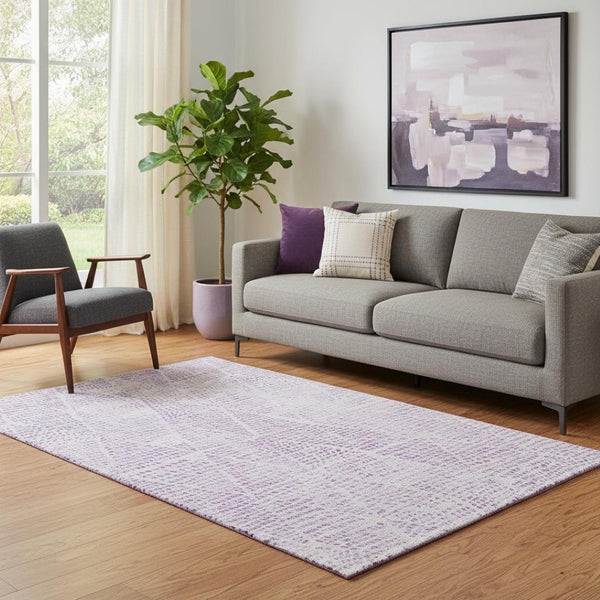 HomeRoots 5' X 8' Stylish Purple and Ivory Diamond Area Rug - Washable, UV Protected, Perfect for Busy Homes! 650592
