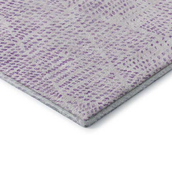 HomeRoots 8' Purple and Ivory Diamond Washable Round Rug – UV Protected, Stylish, and Perfect for Busy Homes! 650593