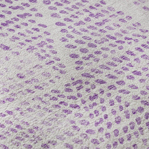 HomeRoots 8' Purple and Ivory Diamond Washable Round Rug – UV Protected, Stylish, and Perfect for Busy Homes! 650593