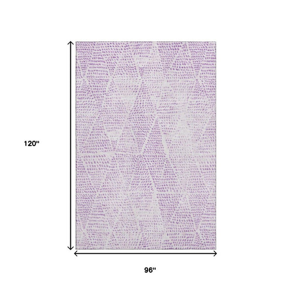 HomeRoots 8' X 10' Purple and Ivory Diamond Area Rug - Washable, UV Protected, Perfect for High-Traffic Spaces! 650594