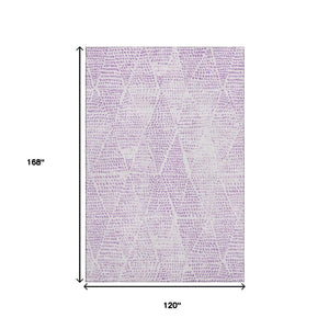 HomeRoots 10' X 14' Purple and Ivory Diamond Area Rug - Washable, UV-Protected, Perfect for Busy Homes & Kids! 650596