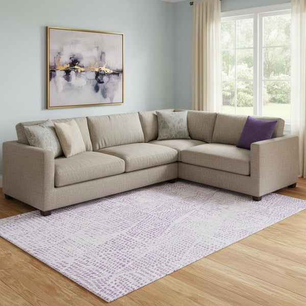 HomeRoots 10' X 14' Purple and Ivory Diamond Area Rug - Washable, UV-Protected, Perfect for Busy Homes & Kids! 650596