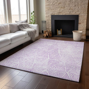 HomeRoots 10' X 14' Purple and Ivory Diamond Area Rug - Washable, UV-Protected, Perfect for Busy Homes & Kids! 650596