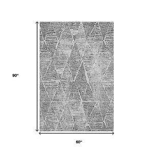 HomeRoots 5' X 8' Pewter and Ivory Diamond Area Rug - Washable, Stain-Resistant, UV Protected for Everyday Use 650598