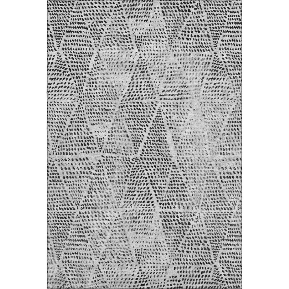 HomeRoots 5' X 8' Pewter and Ivory Diamond Area Rug - Washable, Stain-Resistant, UV Protected for Everyday Use 650598