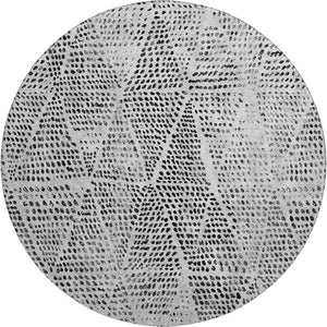 HomeRoots 8' Pewter and Ivory Diamond Washable Round Rug – Durable, Stylish, UV-Protected for High-Traffic Areas 650599