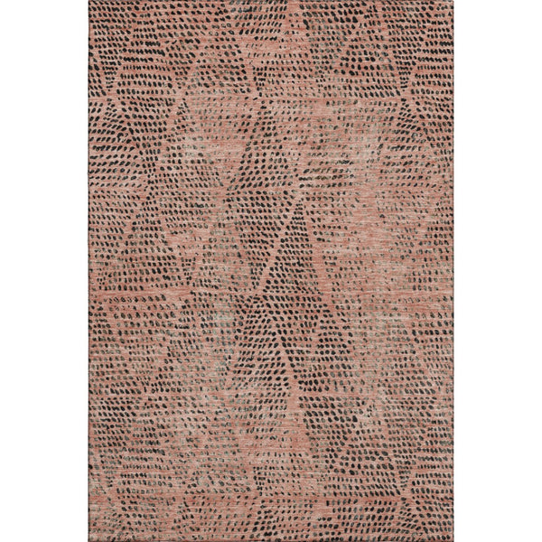 HomeRoots 5' X 8' Salmon & Charcoal Diamond Area Rug - Washable, UV-Protected, Stylish & Durable for Homes 650604