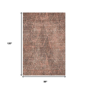 HomeRoots 8' X 10' Salmon & Charcoal Diamond Area Rug - Washable, UV-Protected, Stain-Resistant for Homes 650606