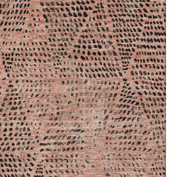 HomeRoots 10' X 14' Salmon & Charcoal Diamond Area Rug - Washable, UV-Protected, Stain-Resistant Design! 650608