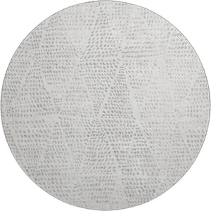 HomeRoots 8' Silver and Ivory Diamond Washable Round Rug - Durable, Stylish, UV-Protected for High-Traffic Homes 650611