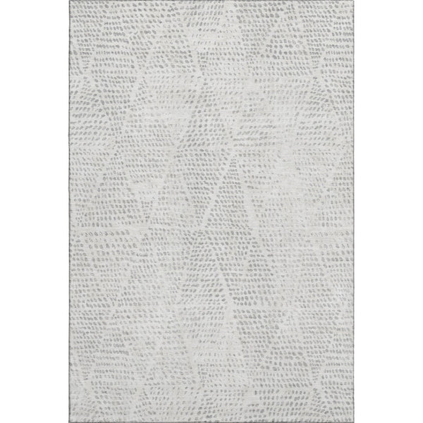 HomeRoots 8' X 10' Elegant Silver and Ivory Diamond Area Rug - Washable, UV Protected, Durable & Stylish! 650612
