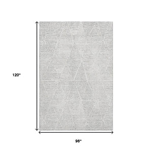 HomeRoots 8' X 10' Elegant Silver and Ivory Diamond Area Rug - Washable, UV Protected, Durable & Stylish! 650612