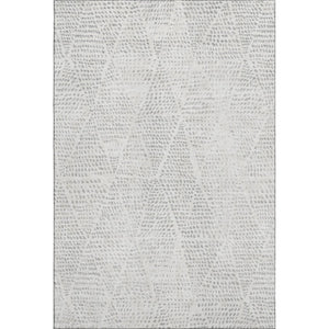 HomeRoots 9' X 12' Silver and Ivory Diamond Area Rug - Washable, UV Protected, Stylish & Durable for Homes 650613