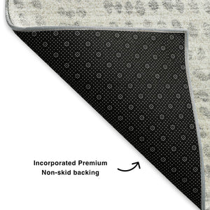 HomeRoots 9' X 12' Silver and Ivory Diamond Area Rug - Washable, UV Protected, Stylish & Durable for Homes 650613