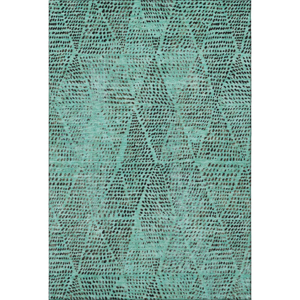 HomeRoots 5' X 8' Teal & Charcoal Diamond Area Rug – Stylish, Stain-Resistant, UV-Protected for High-Traffic Spaces 650616