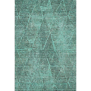 HomeRoots 8' X 10' Teal and Charcoal Diamond Area Rug – Washable, Stain Resistant & UV Protected for All Spaces 650618